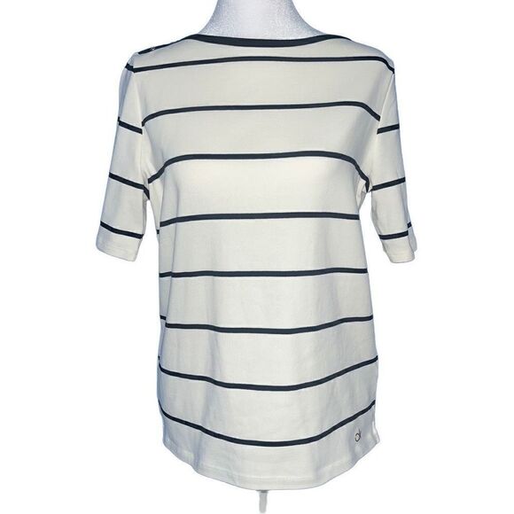 Calvin Klein white black striped top NWT medium - Picture 1 of 7